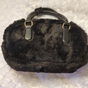House Of Harlow 1960 Black Faux Fur Handbag